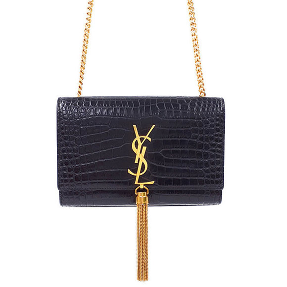 Saint Laurent Paris Logo Kate Chain Shoulder Bag Black - Picture 1 of 8
